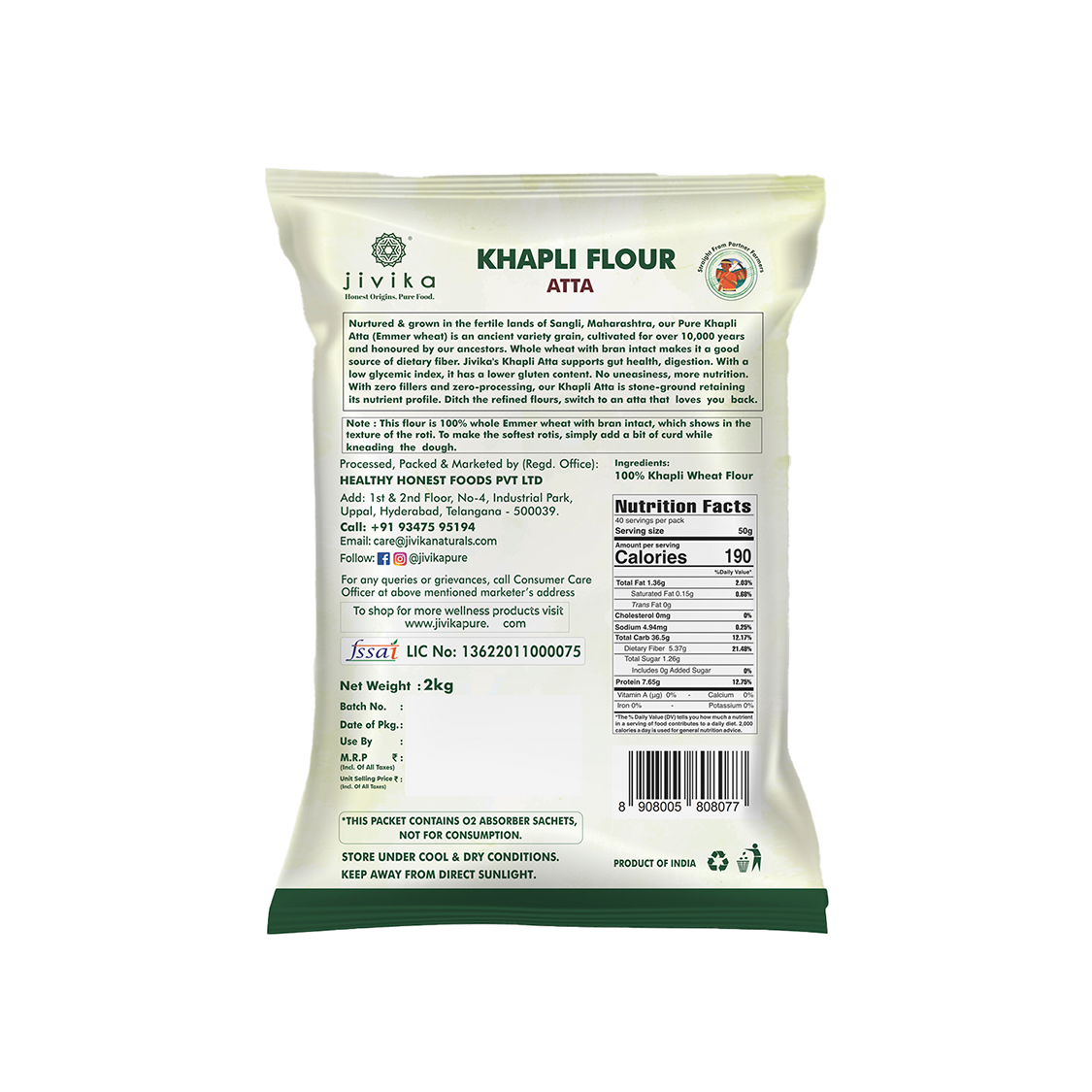 Khapli Flour - Emmer Wheat (Lab Tested)