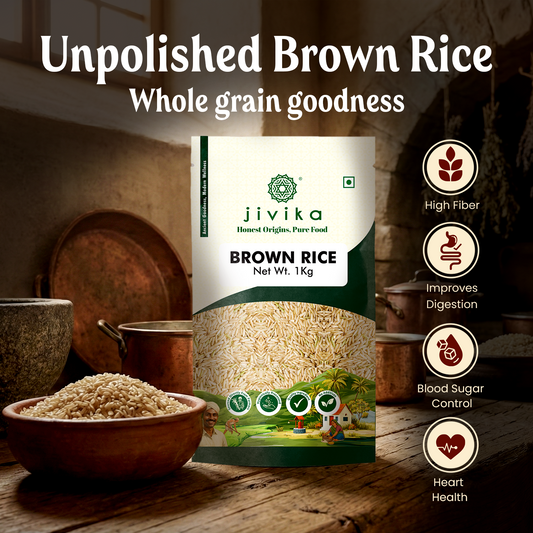 Jivika Pure Brown Rice (Unpolished) – High Fiber Whole Grain, Naturally Grown & Nutritious