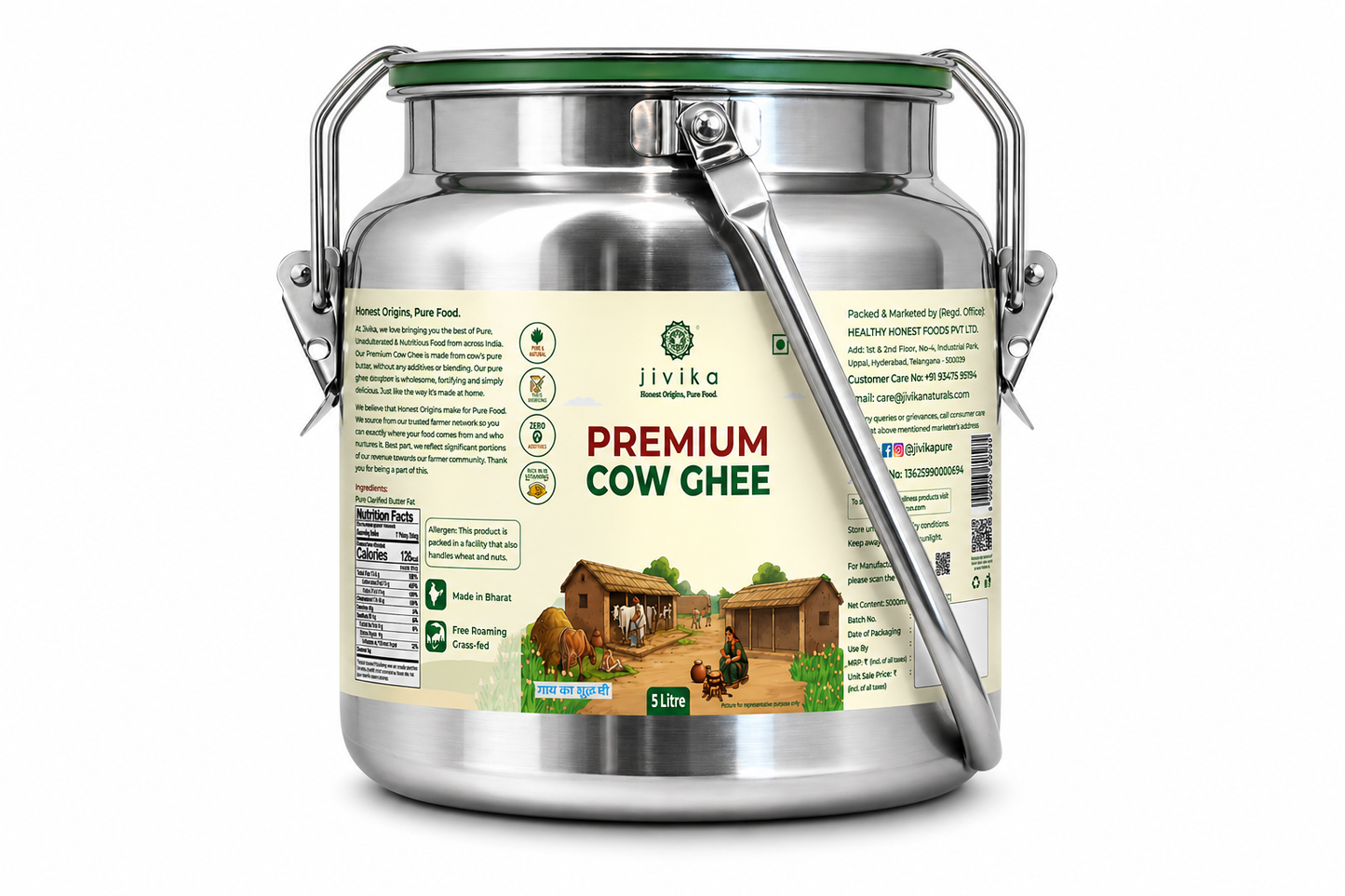 Premium Pure Cow's Ghee - Shudh, Danedaar & Grass fed