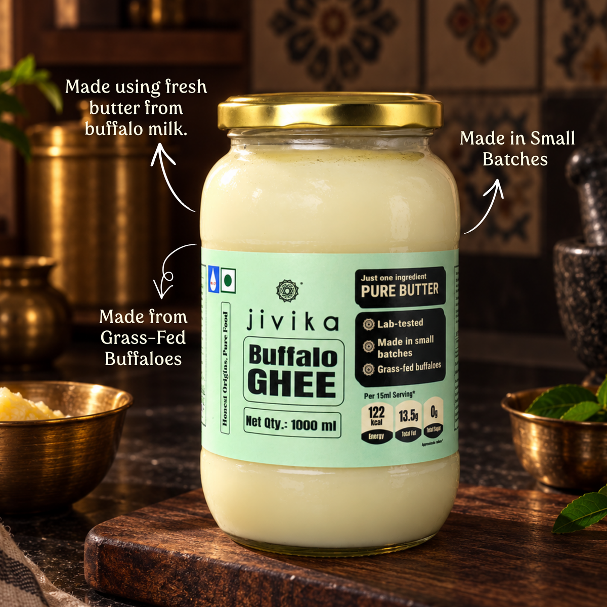 Pure Buffalo Ghee - Lab tested, Shudh, Danedaar & Grass fed