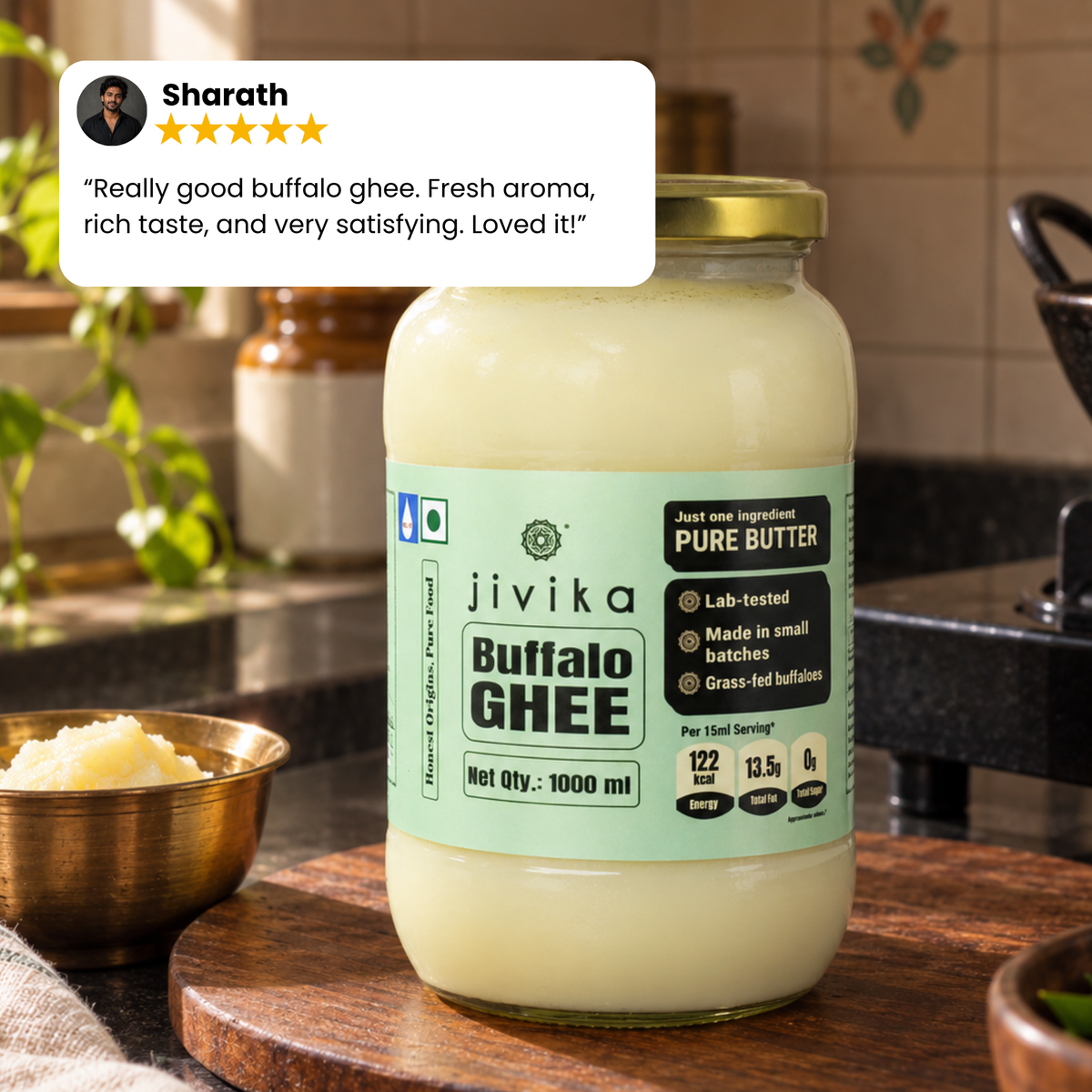 Pure Buffalo Ghee - Lab tested, Shudh, Danedaar & Grass fed