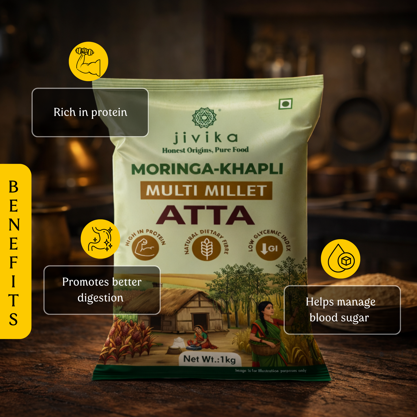 Moringa-Khapli Multi Millet Atta (Lab Tested)