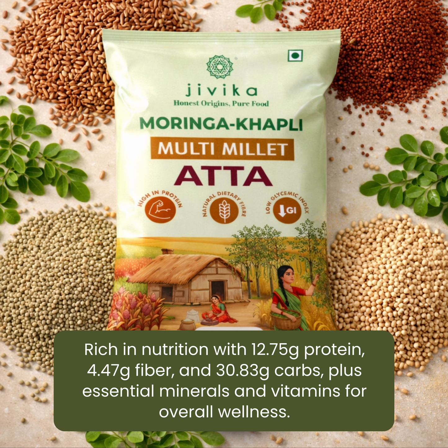 Moringa-Khapli Multi Millet Atta (Lab Tested)