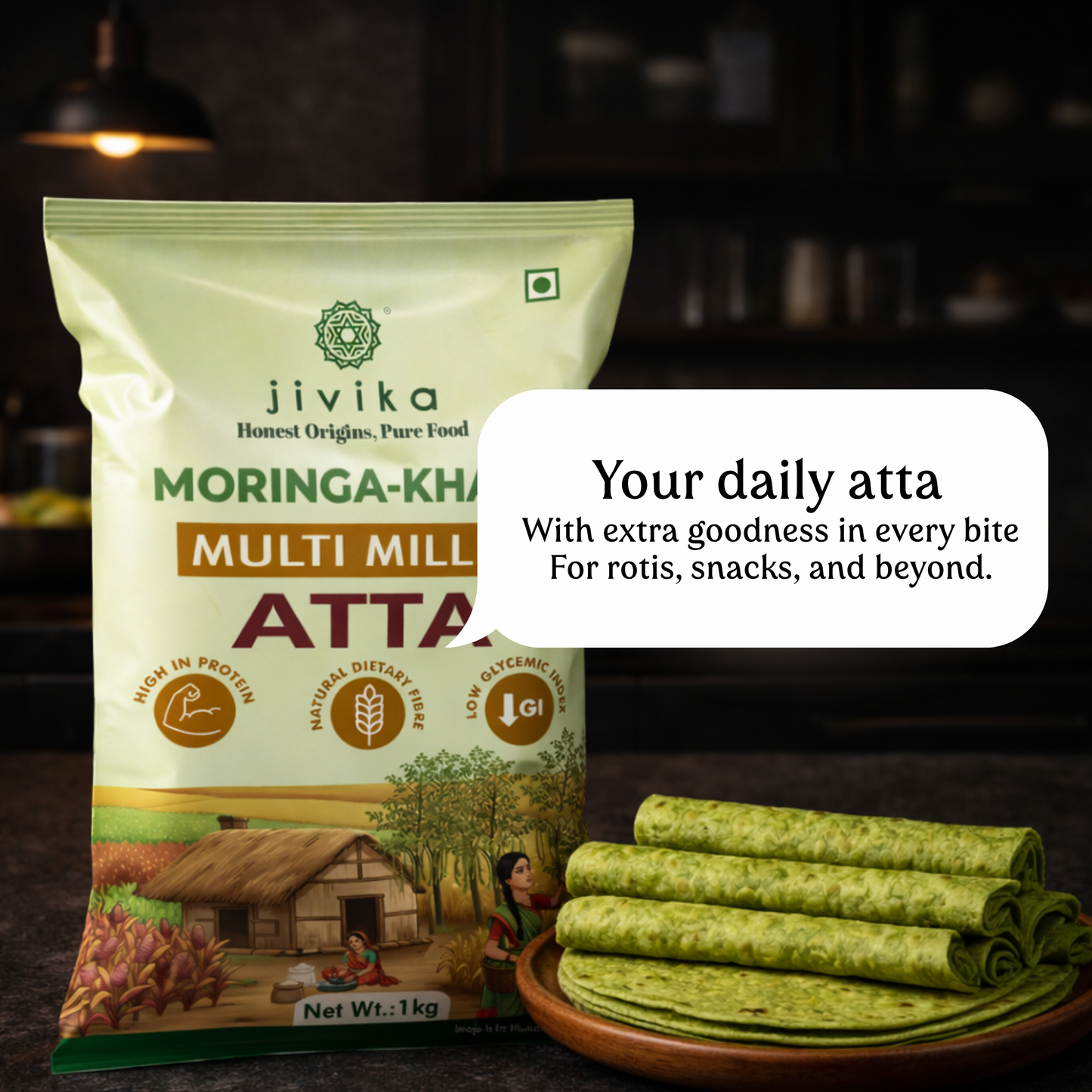 Moringa-Khapli Multi Millet Atta (Lab Tested)