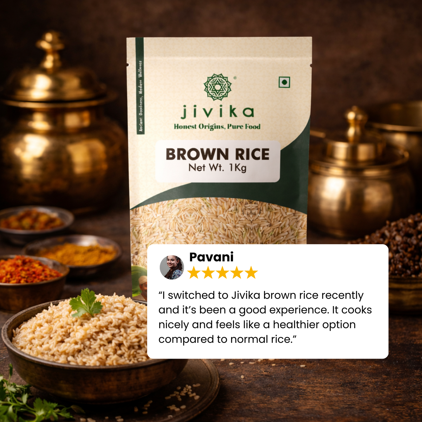 Jivika Pure Brown Rice (Unpolished) – High Fiber Whole Grain, Naturally Grown & Nutritious