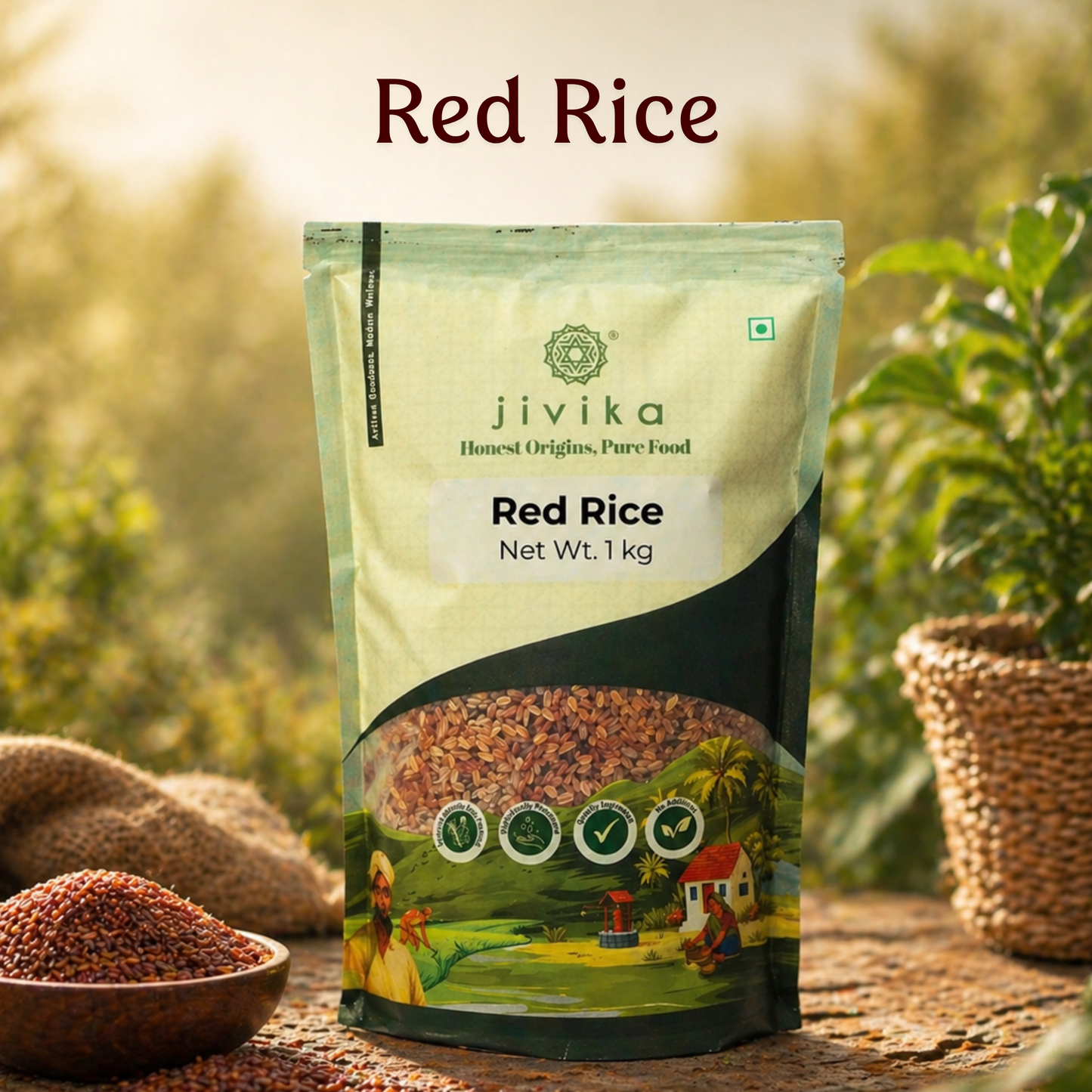 Jivika Pure Red Rice (Unpolished) – Fiber-Rich, Naturally Grown, Traditional Whole Grain Rice
