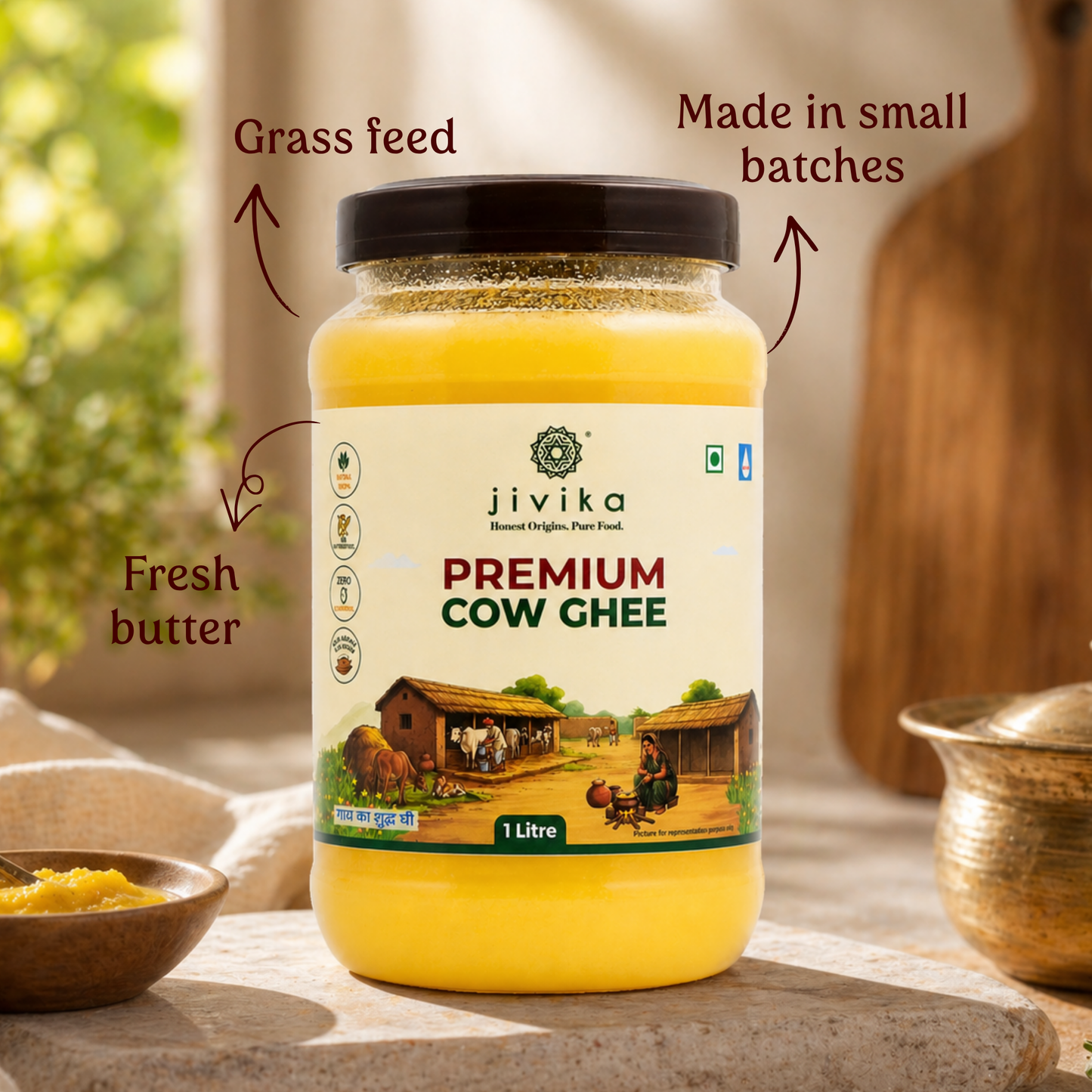 Premium Pure Cow's Ghee - Shudh, Danedaar & Grass fed