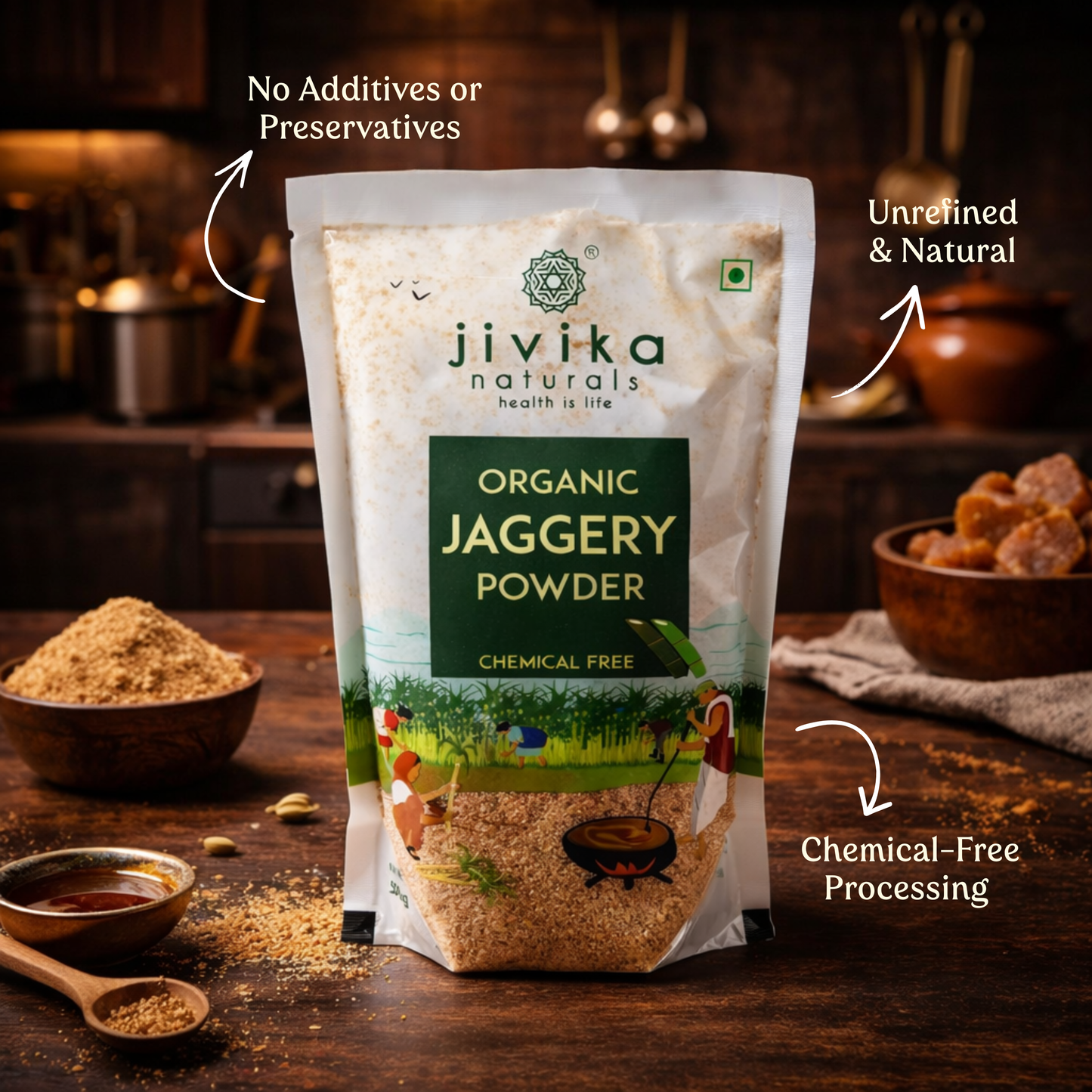 Organic Jaggery Powder (Pack of 5) Lab Tested