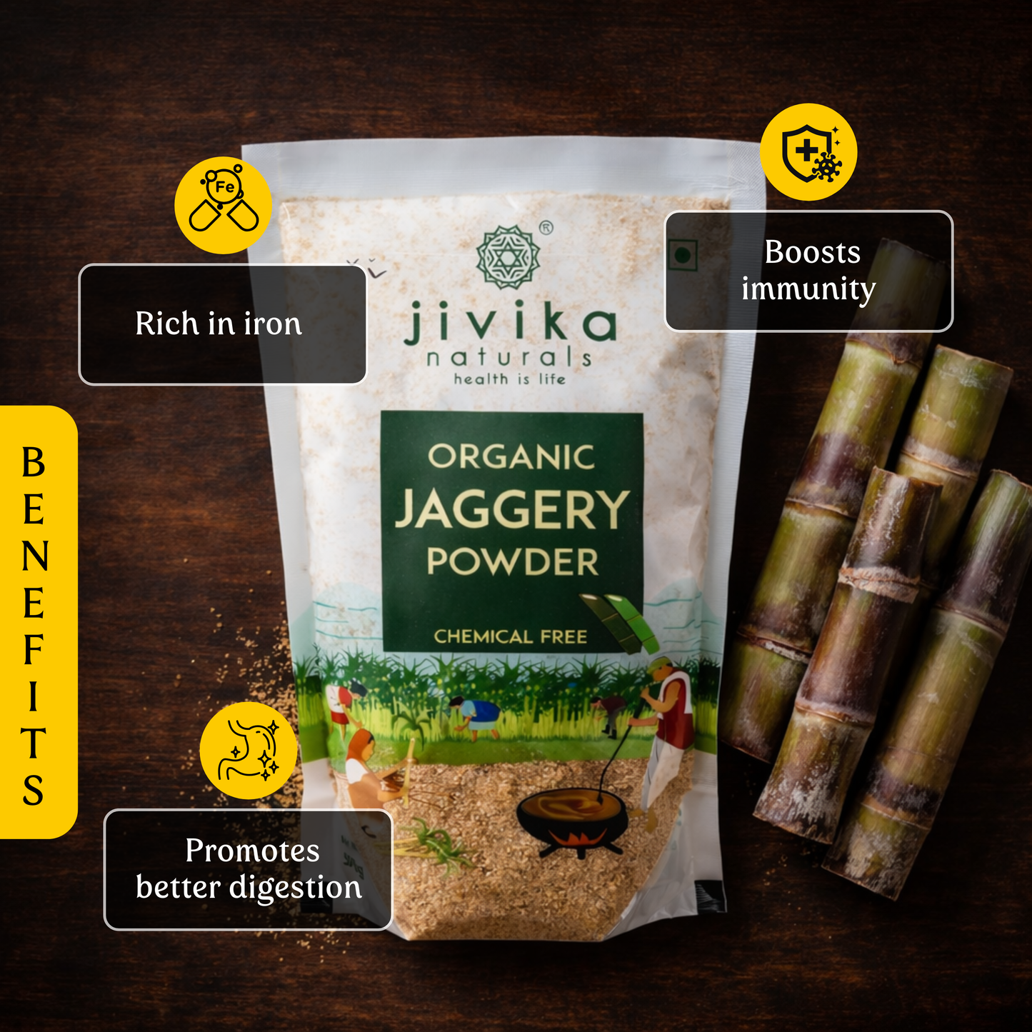 Organic Jaggery Powder (Pack of 5) Lab Tested