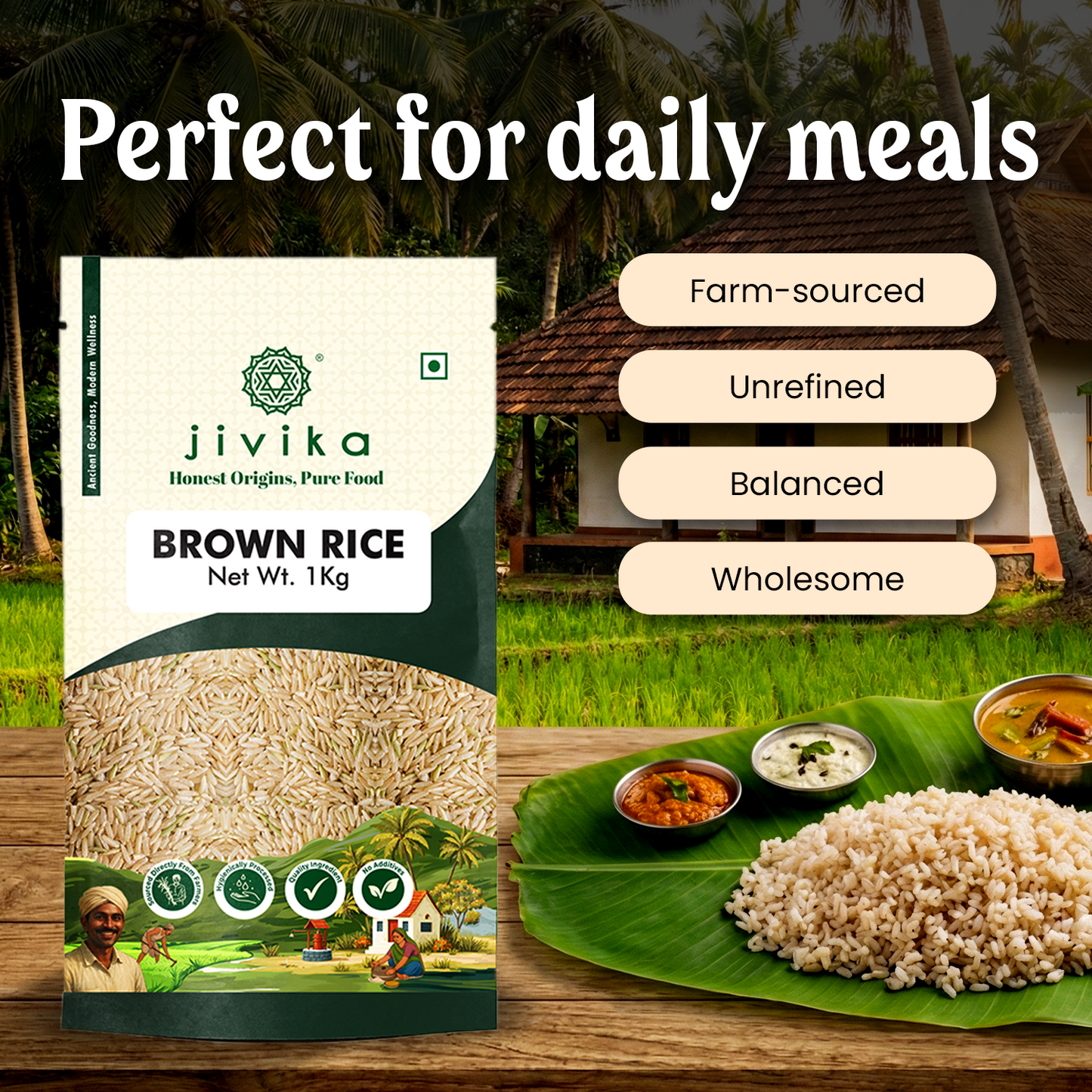 Jivika Pure Brown Rice (Unpolished) – High Fiber Whole Grain, Naturally Grown & Nutritious