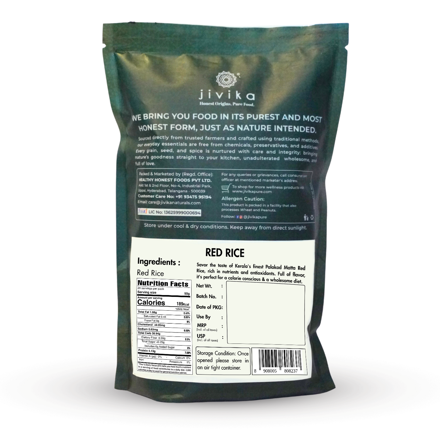 Jivika Pure Red Rice (Unpolished) – Fiber-Rich, Naturally Grown, Traditional Whole Grain Rice