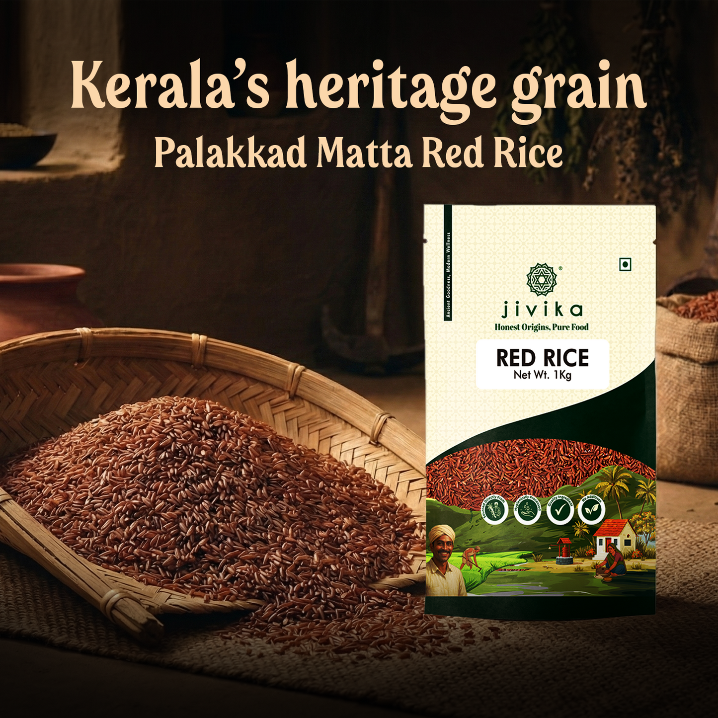 Jivika Pure Red Rice (Unpolished) – Fiber-Rich, Naturally Grown, Traditional Whole Grain Rice
