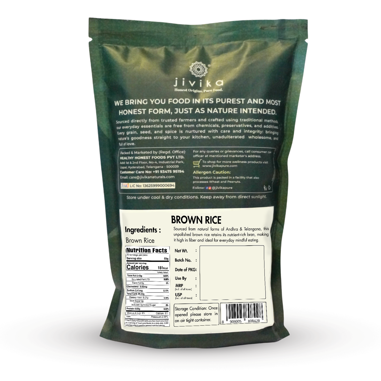 Jivika Pure Brown Rice (Unpolished) – High Fiber Whole Grain, Naturally Grown & Nutritious