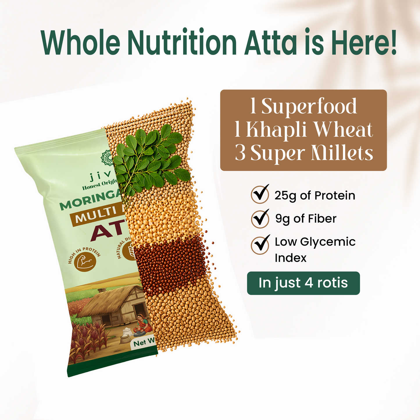 Moringa-Khapli Multi Millet Atta (Lab Tested)