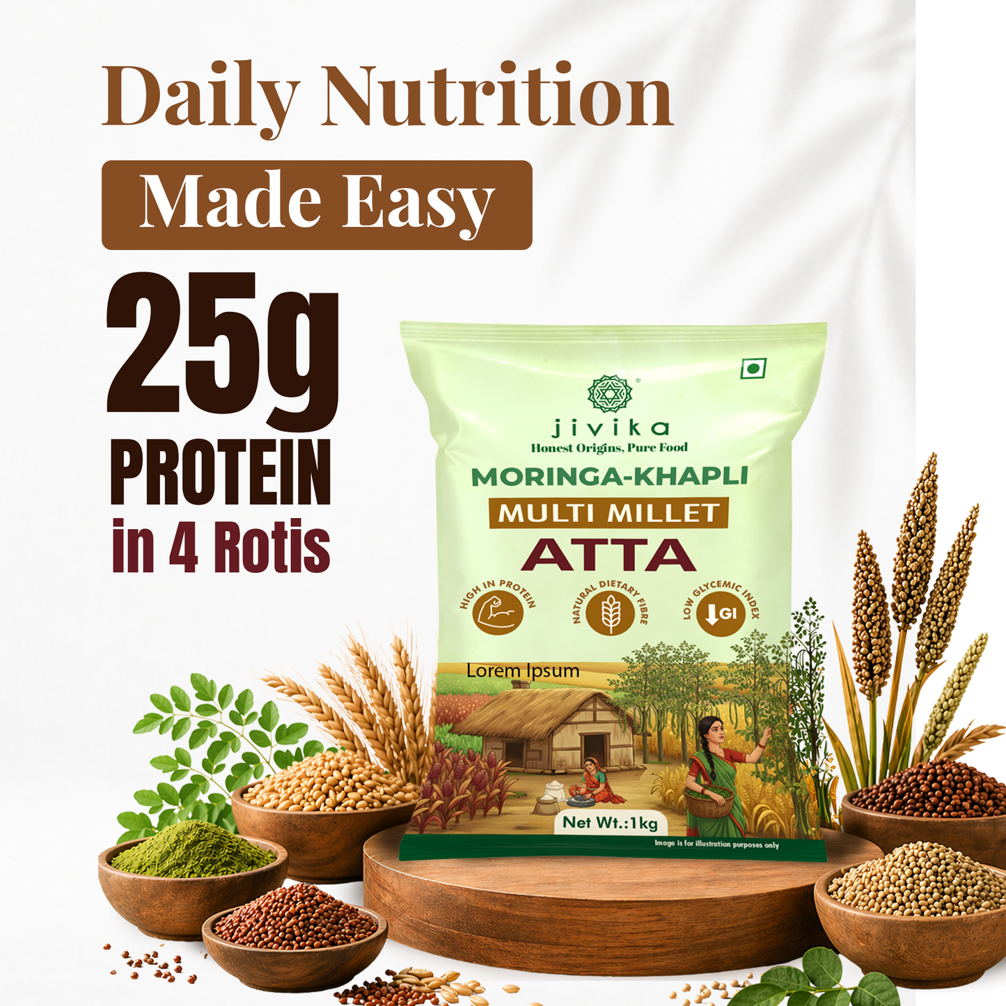 Moringa-Khapli Multi Millet Atta (Lab Tested)